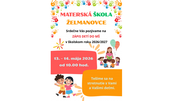 Zápis- Materská škola Želmanovce