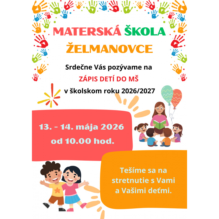 Zápis- Materská škola Želmanovce